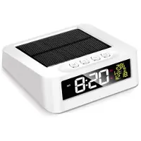 Mtp Products GS-301 Solcellsdriven LED-digitalväckarklocka med påminnelse om trötthet vid körning - vit