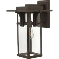 HINKLEY Vägglampa utomhus Manhattan L, dimbar, Brun / mässing, Aluminium / grå / zink, Utomhusvägglampa