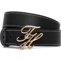 Tommy Hilfiger Leather Logo Plaque Buckle Belt