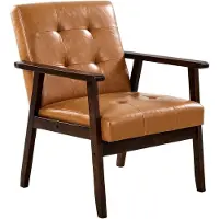 Vevor Accentfåtölj, Mid Century Modern fåtölj med massivt träram och halkfria ben, stoppade fritidsfåtöljer med PU-läder och mjuk kudde, för vardagsrum, sovrum, arbetsrum, kontor och balkong