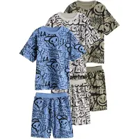 Next Pyjamas kobaltblå / taupe / ljusgrå / svart