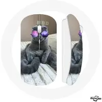 MANIACASE Souris Sans Fil Chat avec Lunettes de vue violettes