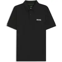 BOSS Active Stripe-jersey slim-fit polo shirt with four-way stretch