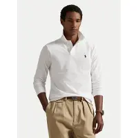 Ralph Lauren för män. 710680790001 Custom Slim Fit piké polotröja vit (M), Casual, Bomull, Lång ärm