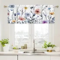 Cozy Up Home Gardinvalans, Vildblommor Vår Akvarell Blomma Blommönster Växter Kort Stång Fönsterbehandling för vardagsrum, sovrum, kök, badrum 26X24inchX2pcs