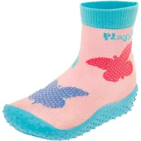 Playshoes Strand-/badsko 'Schmetterlinge' blå / ljusblå / rosa / hallon