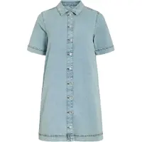 Vila Nus Denim Kortärmad Kort Klänning
