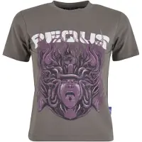 PEQUS T-shirt 'Medusa' grå / lila / vit