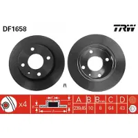 TRW Bromsskiva DF1658 fram, full, 1 Stycke