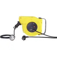 Renkforce RF-3349118 Väggkabelvinda 9 m Svart Jordad vinkel stickpropp