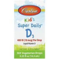 Carlson Labs Kids Super Daily D3, 10 mcg(400Iu), 10.3Ml(0.35 fl oz)