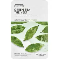 THE FACE SHOP , Real Nature, Skönhetsansiktsmask, Grönt te, 1 ark, 20g (0.70oz) white