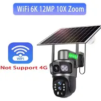 LS VISION Solcellsdriven Utomhus Övervakningskamera WiFi 6K Trådlös 10X Zoom Tre Linser 12MP 360 Kameror Automatisk Spårning CCTV IP Säkerhetskamera V380 12MP 10X Cam