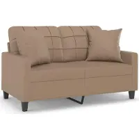 vidaXL 2-sits soffa med prydnadskuddar cappuccino 120 cm konstläder
