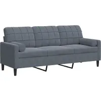 vidaXL 3-sitssoffa med prydnadskuddar mörkgrå 180 cm sammet