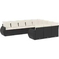 vidaXL Loungegrupp 10 delar med svarta dynor konstrotting