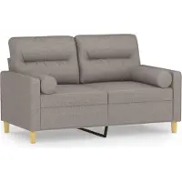 vidaXL 2-sits soffa med prydnadskuddar taupe 120 cm tyg