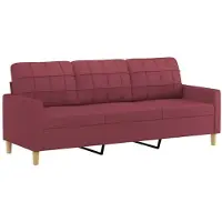 vidaXL 3-sitssoffa vinröd 180 cm tyg