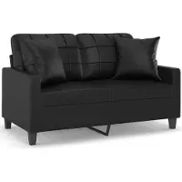 vidaXL 3-sitssoffa med prydnadskuddar vinröd 180 cm konstläder