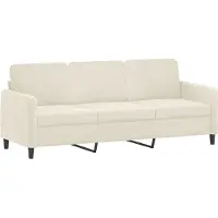 vidaXL 3-sitssoffa gräddvit 180 cm sammet
