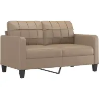 vidaXL 2-sits soffa med prydnadskuddar cappuccino 140 cm konstläder