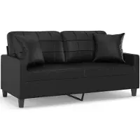 vidaXL 2-sits soffa med prydnadskuddar svart 140 cm konstläder