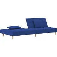 vidaXL Bäddsoffa 2-sits med två kuddar blå tyg
