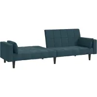vidaXL Bäddsoffa 2-sits med två kuddar blå sammet