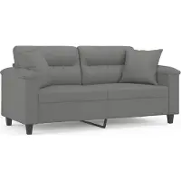 vidaXL 2-sitssoffa med prydnadskuddar mörkgrå 140 cm mikrofibertyg