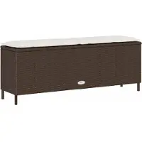 vidaXL Trädgårdsbänk med dyna brun 110x30x40,5 cm konstrotting