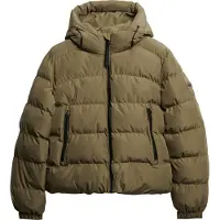 Superdry för kvinnor. W5011996A Stanton Quiltad jacka med huva grön (L), Casual, Polyester