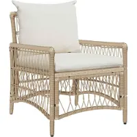 vidaXL Trädgård Stol med kudde Beige 73 x 61 x 77 cm konstrotting