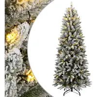 Plastgran med 300 LEDs och snö 210 cm