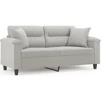 vidaXL 2-sitssoffa med prydnadskuddar ljusgrå 140 cm mikrofibertyg