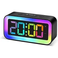 Mtp Products GS202-2 RGB LED digital väckarklocka med nattlampa – svart