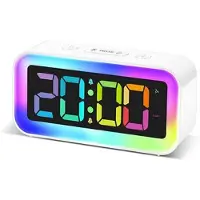 Mtp Products GS202-2 RGB LED digital väckarklocka med nattlampa – vit