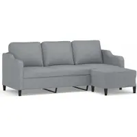 vidaXL 3-sitssoffa med fotpall ljusgrå 180 cm tyg