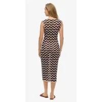 Superdry för kvinnor. W8011848A Sicksack midi-stickad klänning i marinblå (XS), Casual, Viskos, Ärmlös / Hängselbyxor, Marino