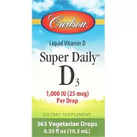 Carlson Super Daily D3, 25 mcg (1 000 IE), 10.3Ml (0.35 fl oz)