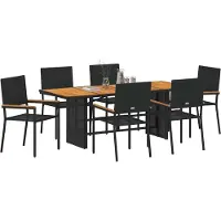 vidaXL Trädgårdsmöbelset 7 pcs Svart konstrotting