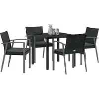 vidaXL Trädgårdsmöbelset 5 pcs Svart Poly rattan