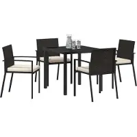 vidaXL Trädgårdsmöbelset 5 pcs Svart Pulverlackerat stål