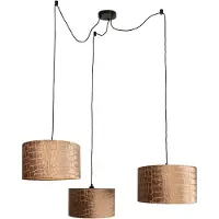 QAZQA Pendellampa svart med krokodilskärm och guldinredning 35 cm 3-ljus - Cava