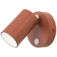 Orion Penn spotlight till vägg, korallröd, Ø 10,5 cm, stål/aluminium Penn, dimbar, Röd, Sovrum, Metall, Modern, Halogen spots