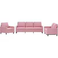 vidaXL Soffgrupp med dynor 3 delar rosa sammet