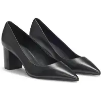 HUGO Pointed-toe pumps in nappa leather with chunky heel