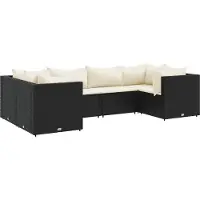 vidaXL Loungegrupp med dynor 6 delar svart konstrotting