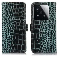 Mtp Products Xiaomi 15T Crocodile Serie Läder Plånboksfodral med RFID - Grön