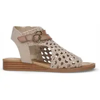 Blowfish Damer Golden Beige Weave Micro Wedge Sandals - Anuella