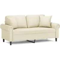vidaXL 2-sits soffa med prydnadskuddar gräddvit 140 cm konstläder